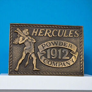 Nice Hercules Gun-Dynamite Powder Munitions Company 1980 Brass Belt Buckle Gift